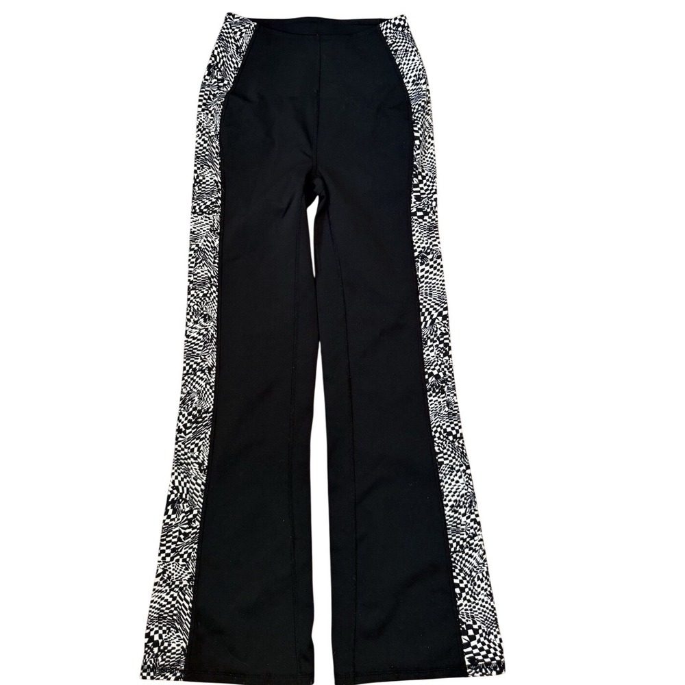 Free People Movement Checkmate Flare Leggings Black White Stripe Pants Sz XS - Picture 2 of 16
